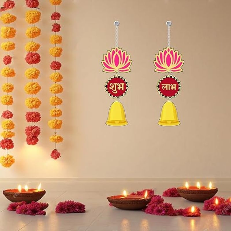 Subh Labh Wall Hanging For Diwali Decoration Pooja Room Decor Items, Door Decorative Items Hanging Traditional Home & Office Decoration Wall Art Decor
