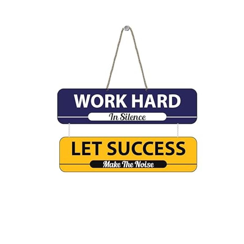 Work Hard In Silence Let Success Make The Noise Motivational Quote Printed Wall Hanging For Living Room Home Decor Items Gift Wall Art For Hall