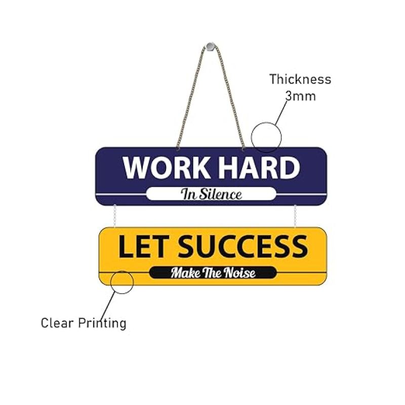 Work Hard In Silence Let Success Make The Noise Motivational Quote Printed Wall Hanging For Living Room Home Decor Items Gift Wall Art For Hall