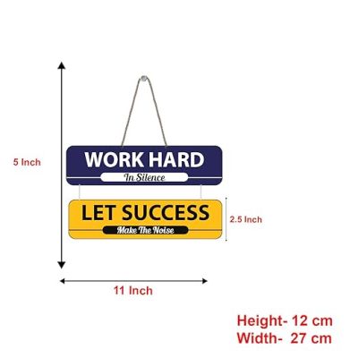 Work Hard In Silence Let Success Make The Noise Motivational Quote Printed Wall Hanging For Living Room Home Decor Items Gift Wall Art For Hall