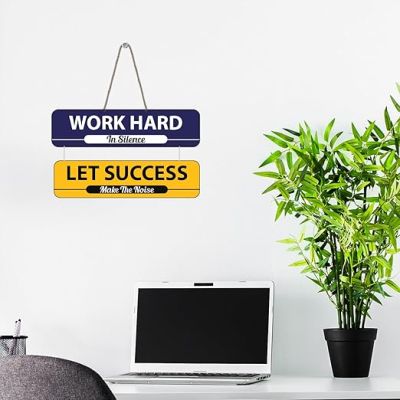 Work Hard In Silence Let Success Make The Noise Motivational Quote Printed Wall Hanging For Living Room Home Decor Items Gift Wall Art For Hall