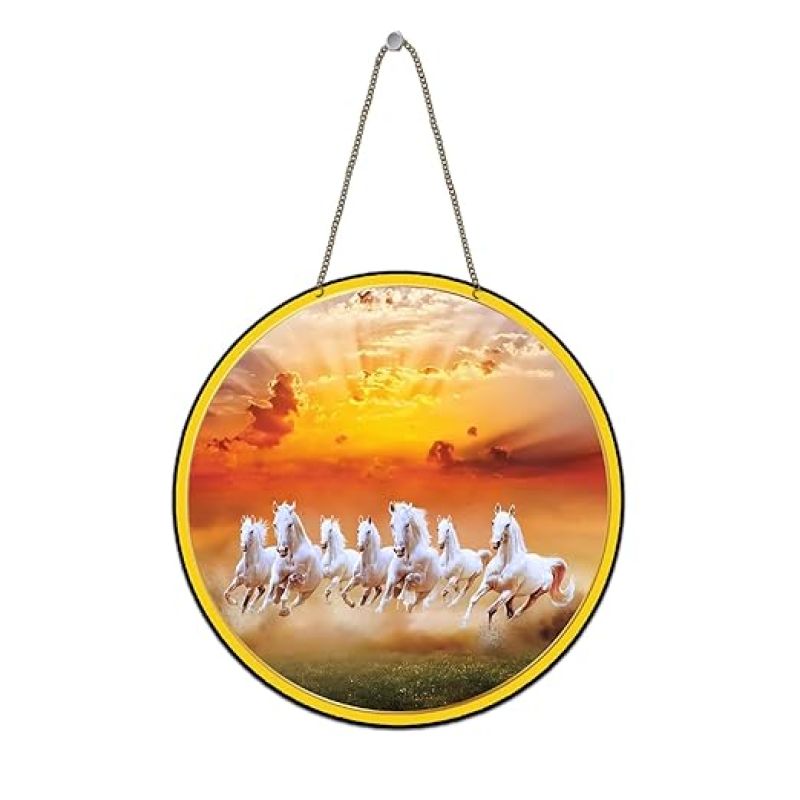 Seven Horses Vastu Wooden Wall Hanging for Living Room, Bedroom & Home Decoration Positive Energy Items For Home Meditation Wall Decor