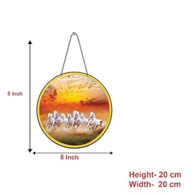 Seven Horses Vastu Wooden Wall Hanging for Living Room, Bedroom & Home Decoration Positive Energy Items For Home Meditation Wall Decor