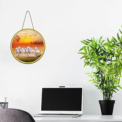 Seven Horses Vastu Wooden Wall Hanging for Living Room, Bedroom & Home Decoration Positive Energy Items For Home Meditation Wall Decor