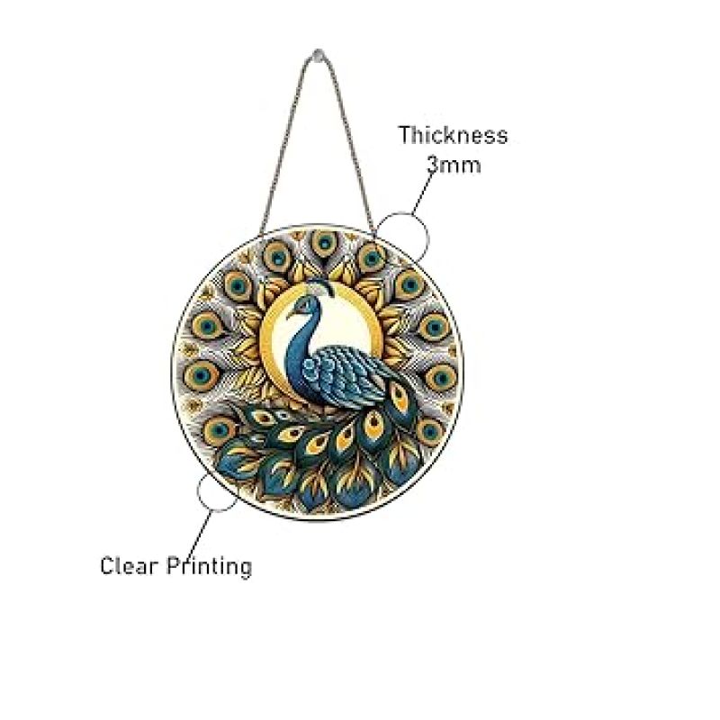 Wall Hanging Decoration Items for Home Gift MDF Art for Living Room Home and Wall Decor Modern Wood Hanger Diwali Decoration Wall Art (Multicolred Peacock)
