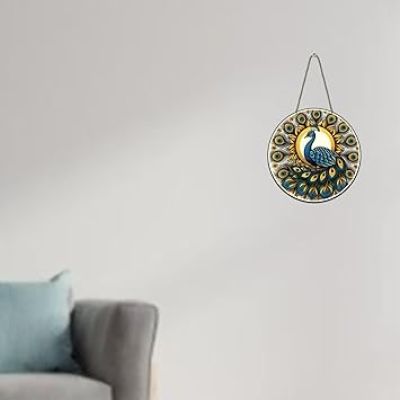 Wall Hanging Decoration Items for Home Gift MDF Art for Living Room Home and Wall Decor Modern Wood Hanger Diwali Decoration Wall Art (Multicolred Peacock)
