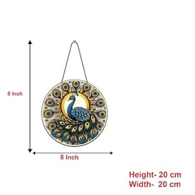 Wall Hanging Decoration Items for Home Gift MDF Art for Living Room Home and Wall Decor Modern Wood Hanger Diwali Decoration Wall Art (Multicolred Peacock)