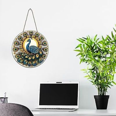 Wall Hanging Decoration Items for Home Gift MDF Art for Living Room Home and Wall Decor Modern Wood Hanger Diwali Decoration Wall Art (Multicolred Peacock)