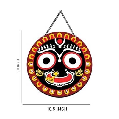 Jai Jagannath Puri Wooden Wall Hanging for Living Room, Temple Decoration Home Décor Item Religious Home Decor Item Artworks Decoration Blessing Gift