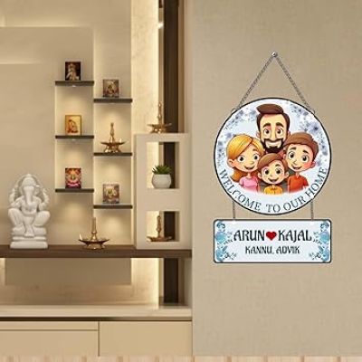 Personalized Welcome To Your Home Wall Hanging Customized With Name modern House Decoration Item For Gift Door Hanging Home Decor Items Office & Living Room