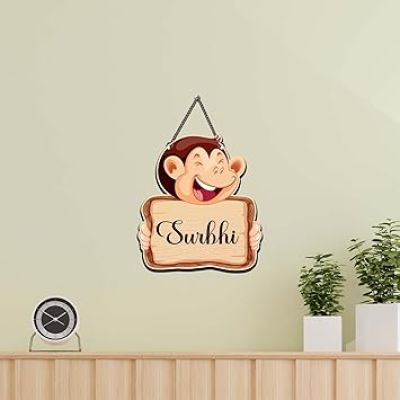 Personalized Funny Monkey Wall Hanging Customized With Name Home Decor Office Gift Living Room Bedroom Wooden Decorative Items Modern Decoration Return Gift