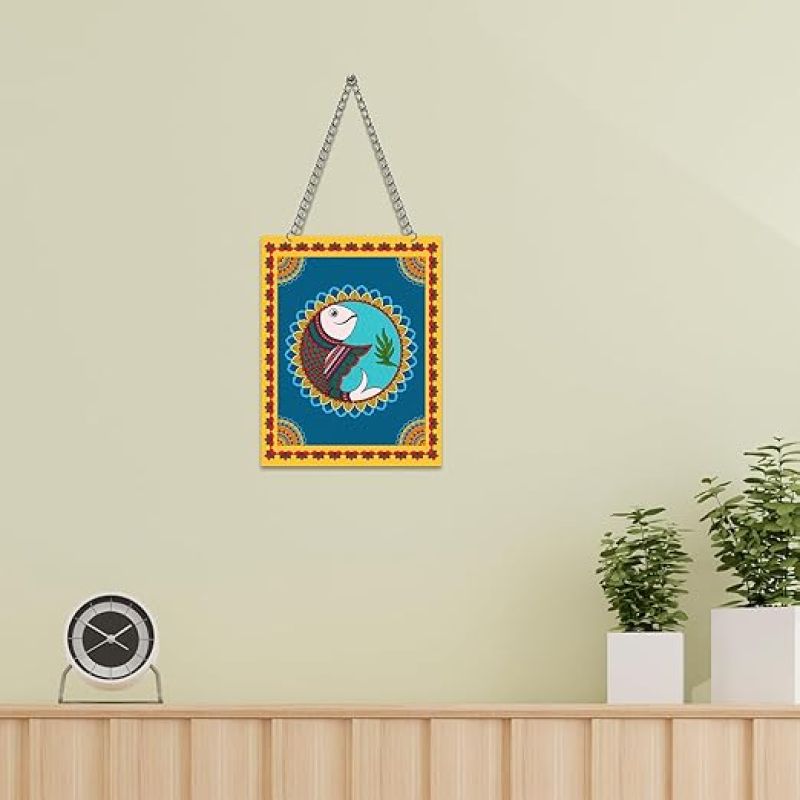 Madhubani Art Fish Wall Hanging For Home, Living Room, Bedroom Wall Decoration Festival Wall Decor Traditional Wall Art Decor