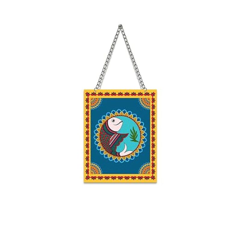 Madhubani Art Fish Wall Hanging For Home, Living Room, Bedroom Wall Decoration Festival Wall Decor Traditional Wall Art Decor