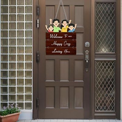 Welcome To Our Home Happy Crazy Loving Home Wall Hanging For Living Room Bedroom Home Decor Office | Gift Quotes Items House Decoration