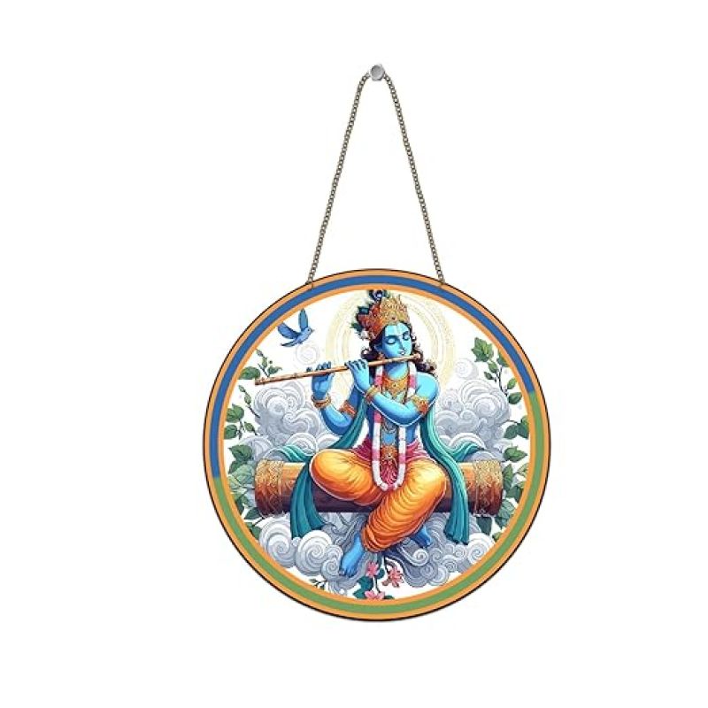 Lord Krishna Wooden Wall Hanging For Living Room Bedroom Hall Home Office Motivational Religious Décor Spiritual Hindu Wall Décor