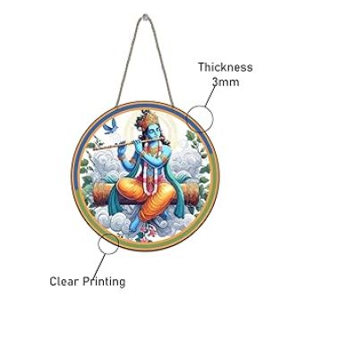 Lord Krishna Wooden Wall Hanging For Living Room Bedroom Hall Home Office Motivational Religious Décor Spiritual Hindu Wall Décor