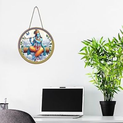 Lord Krishna Wooden Wall Hanging For Living Room Bedroom Hall Home Office Motivational Religious Décor Spiritual Hindu Wall Décor