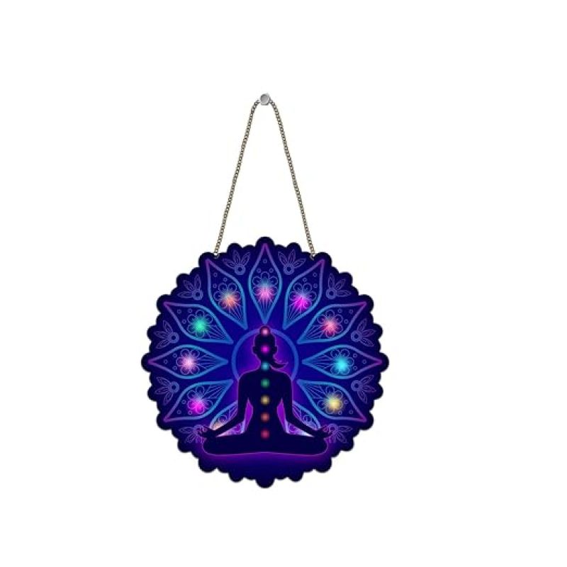 Human Body Design 7 Chakra Yoga Wall Hanging For Home, Office, Bedroom, Hanging For Good Luck & Positive Energy Meditating Yoga Wall Decor