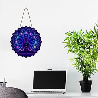 Human Body Design 7 Chakra Yoga Wall Hanging For Home, Office, Bedroom, Hanging For Good Luck & Positive Energy Meditating Yoga Wall Decor