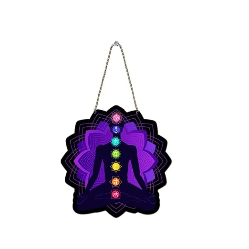 Seven Chakra Meditating Yoga Wall Hanging For Bedroom, Living Room, Office Spiritual Wall Art Home Decoration Item Yoga Room Decor