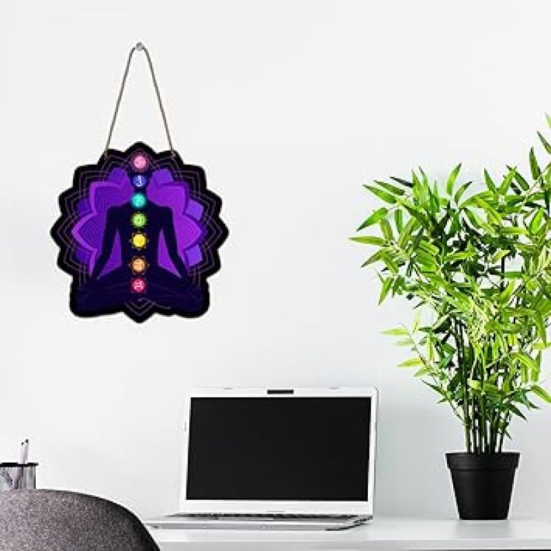 Seven Chakra Meditating Yoga Wall Hanging For Bedroom, Living Room, Office Spiritual Wall Art Home Decoration Item Yoga Room Decor