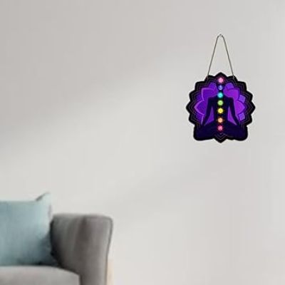 Seven Chakra Meditating Yoga Wall Hanging For Bedroom, Living Room, Office Spiritual Wall Art Home Decoration Item Yoga Room Decor