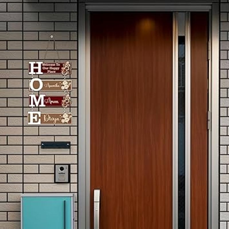 Personalized Welcome To Our Happy Place Wall Hanging For Main Door Customized With Name Wall Art Decor for Living Room Bedroom Home Decor