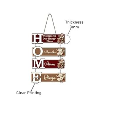 Personalized Welcome To Our Happy Place Wall Hanging For Main Door Customized With Name Wall Art Decor for Living Room Bedroom Home Decor
