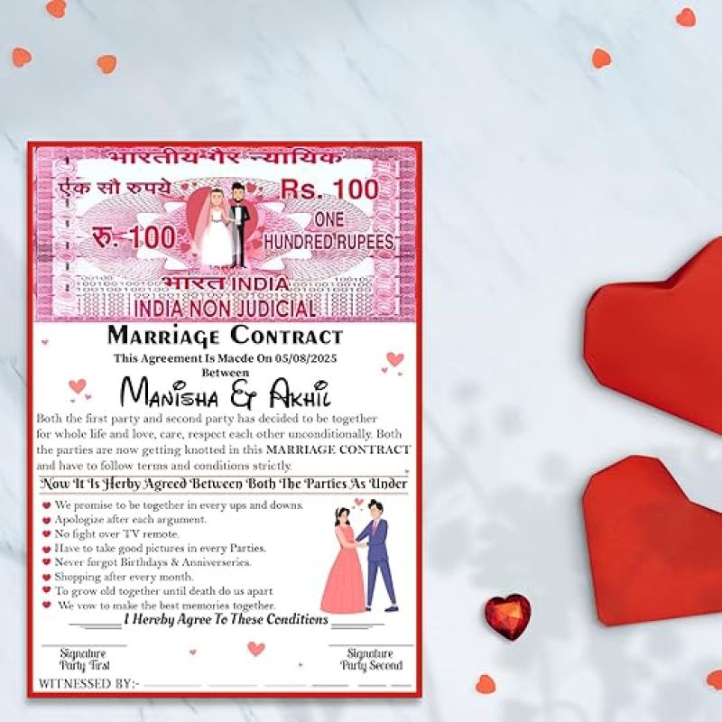 Personalized Marriage Contract Agreement Certificate Customized With Name Surprise Gift For Husband Wife Gift For Anniversary, Wedding For Husband, Wife, Boyfriend, Girlfriend, Fiance