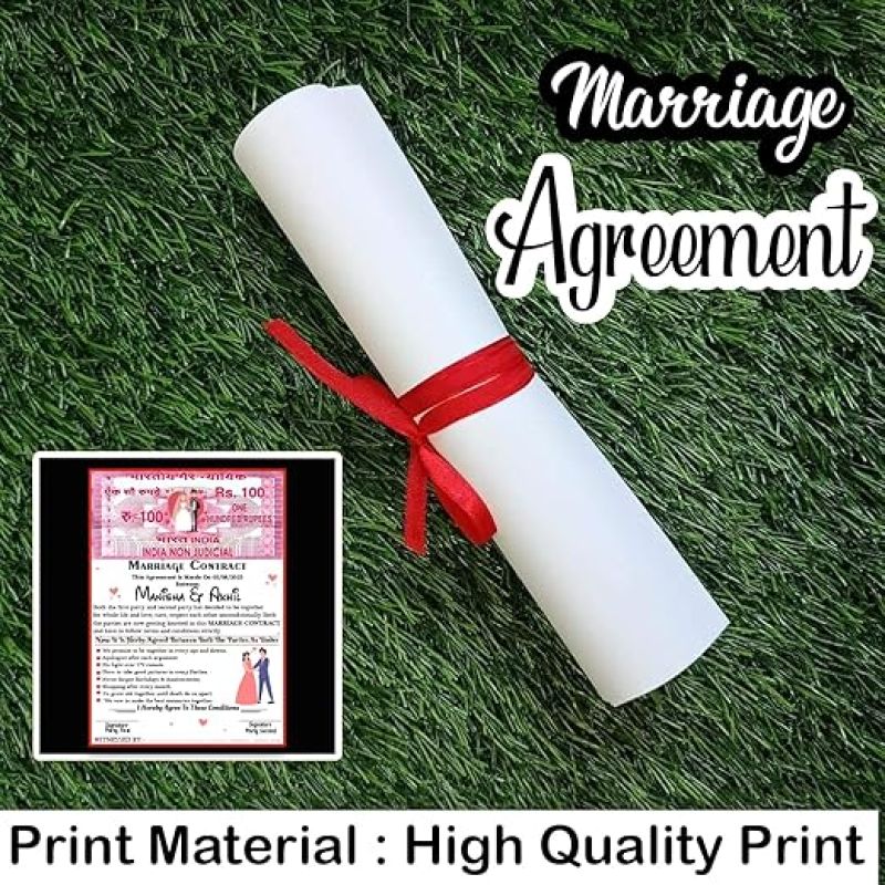 Personalized Marriage Contract Agreement Certificate Customized With Name Surprise Gift For Husband Wife Gift For Anniversary, Wedding For Husband, Wife, Boyfriend, Girlfriend, Fiance