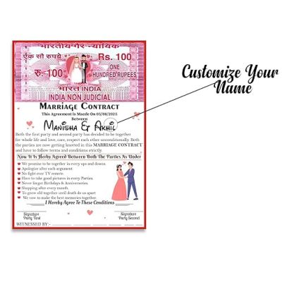 Personalized Marriage Contract Agreement Certificate Customized With Name Surprise Gift For Husband Wife Gift For Anniversary, Wedding For Husband, Wife, Boyfriend, Girlfriend, Fiance