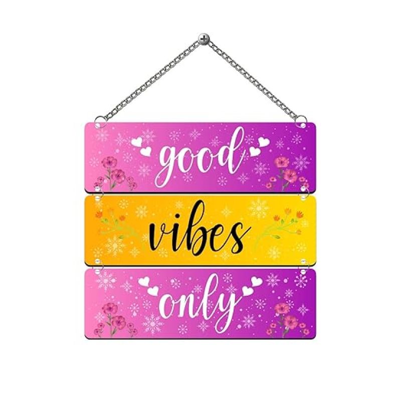 Good Vibes Only Wooden Wall Hanging For Living Room Bedroom Home Decor Office Wall Art Home Decoration Items Stylish | Birthday Gift For Student Motivational Gift For Friends