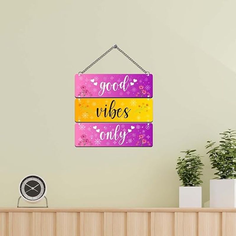 Good Vibes Only Wooden Wall Hanging For Living Room Bedroom Home Decor Office Wall Art Home Decoration Items Stylish | Birthday Gift For Student Motivational Gift For Friends