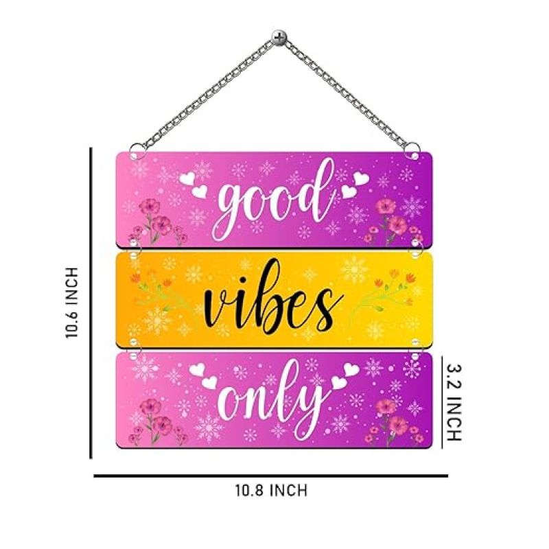 Good Vibes Only Wooden Wall Hanging For Living Room Bedroom Home Decor Office Wall Art Home Decoration Items Stylish | Birthday Gift For Student Motivational Gift For Friends