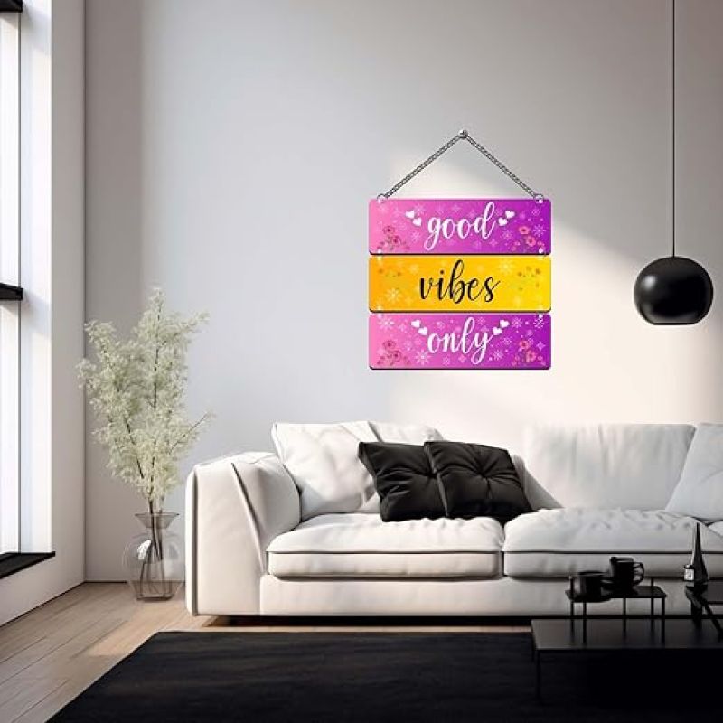 Good Vibes Only Wooden Wall Hanging For Living Room Bedroom Home Decor Office Wall Art Home Decoration Items Stylish | Birthday Gift For Student Motivational Gift For Friends
