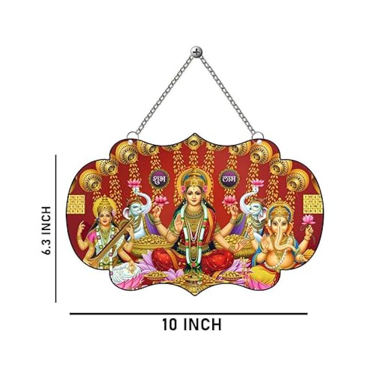 Maa Laxmi Ji Ganesh ji Saraswati Mata Ji Wall Hanging For Diwali Festival Home Decoration Religious Wall Decor Festival Home Wall Temple Main Entrance Door Decor