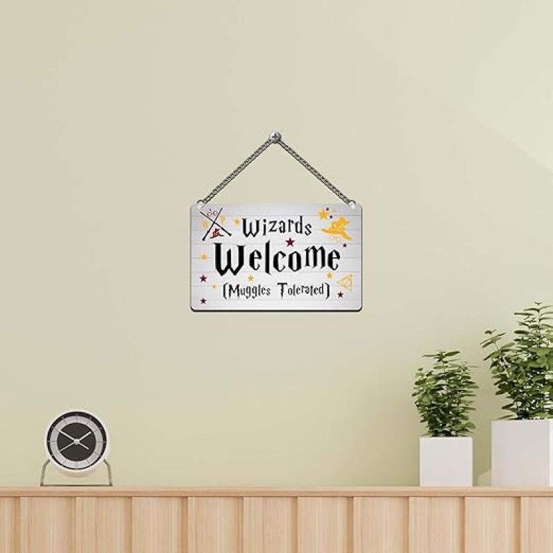 Wizards Welcome Wood Wall Hanging Decor Harry Porter Theme Wall Hanging Wall Art Decor Wall Decoration Items for Living Room Home Decor Items