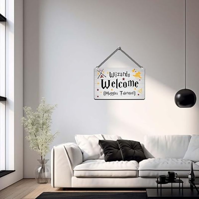 Wizards Welcome Wood Wall Hanging Decor Harry Porter Theme Wall Hanging Wall Art Decor Wall Decoration Items for Living Room Home Decor Items