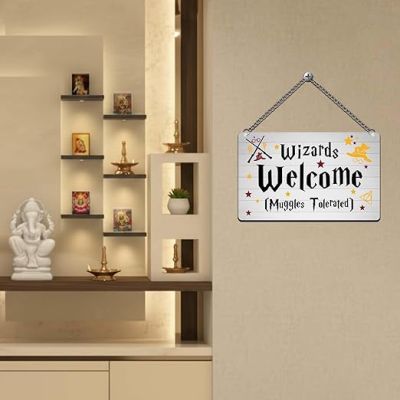 Wizards Welcome Wood Wall Hanging Decor Harry Porter Theme Wall Hanging Wall Art Decor Wall Decoration Items for Living Room Home Decor Items