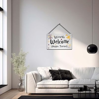 Wizards Welcome Wood Wall Hanging Decor Harry Porter Theme Wall Hanging Wall Art Decor Wall Decoration Items for Living Room Home Decor Items