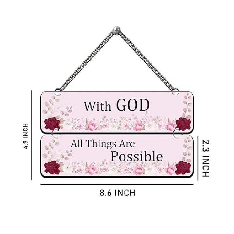 Wooden Decorative Wall Hanging For Home Living Room Bedroom Home Decor Office Gift Bible Quotes Wall Hanging (With God All Things Are Possible)