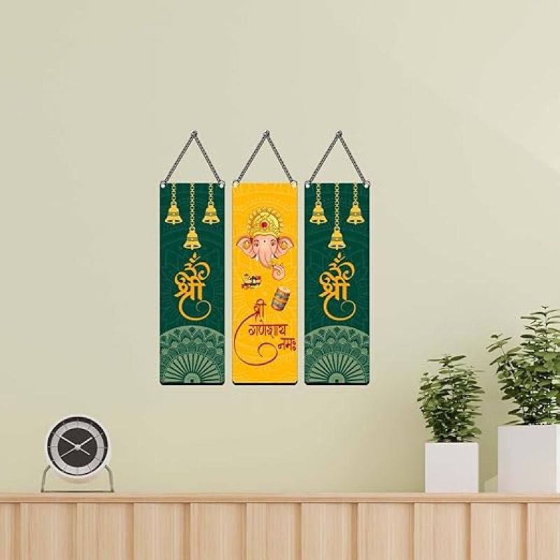 Shree Ganeshay Namah Wall Hanging For Diwali Festival Decoration Wall Art For Home Decor Living Room, Bedroom, Pooja Room & Office Spiritual Wall Decor