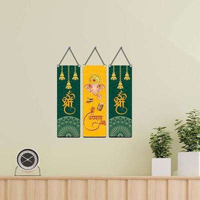 Shree Ganeshay Namah Wall Hanging For Diwali Festival Decoration Wall Art For Home Decor Living Room, Bedroom, Pooja Room & Office Spiritual Wall Decor