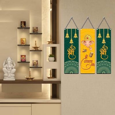 Shree Ganeshay Namah Wall Hanging For Diwali Festival Decoration Wall Art For Home Decor Living Room, Bedroom, Pooja Room & Office Spiritual Wall Decor