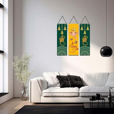 Shree Ganeshay Namah Wall Hanging For Diwali Festival Decoration Wall Art For Home Decor Living Room, Bedroom, Pooja Room & Office Spiritual Wall Decor