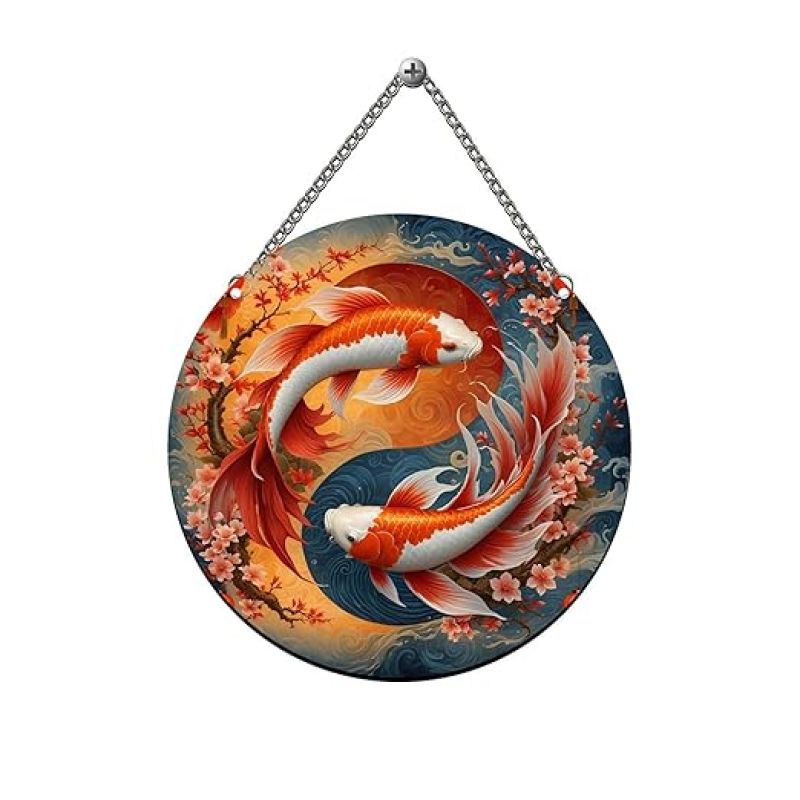 Koi Fish Art Wall Hanging Home Decorative Wall Art for Living room Bedroom Positive Energy Wall Art Decor Modern Decor Wall Sculpture Vastu Artwork for Office