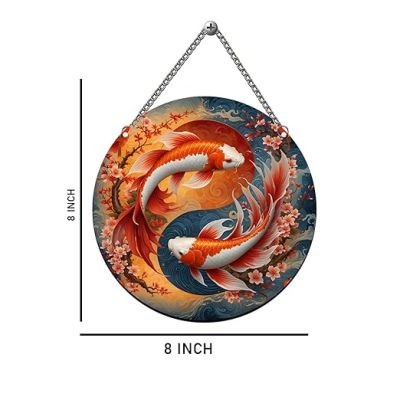 Koi Fish Art Wall Hanging Home Decorative Wall Art for Living room Bedroom Positive Energy Wall Art Decor Modern Decor Wall Sculpture Vastu Artwork for Office