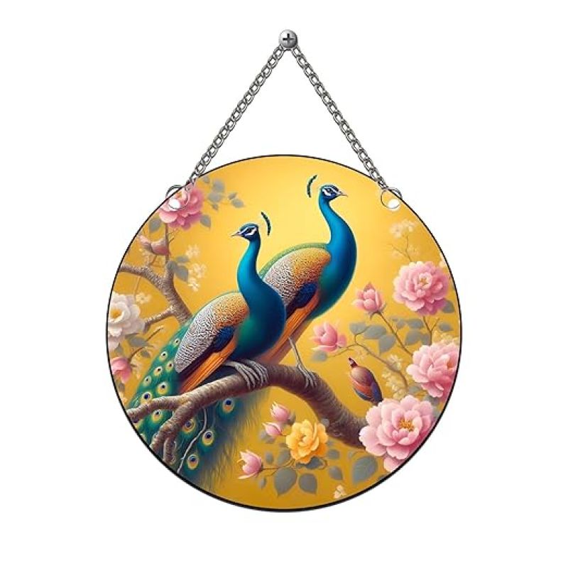 Wooden Peacock Wall Hanging Artwork for Home & Office Decoration Wall Decor Hanging Items Wall Art Best Gift for Festivals Peacock Theme Wall Decor for Room