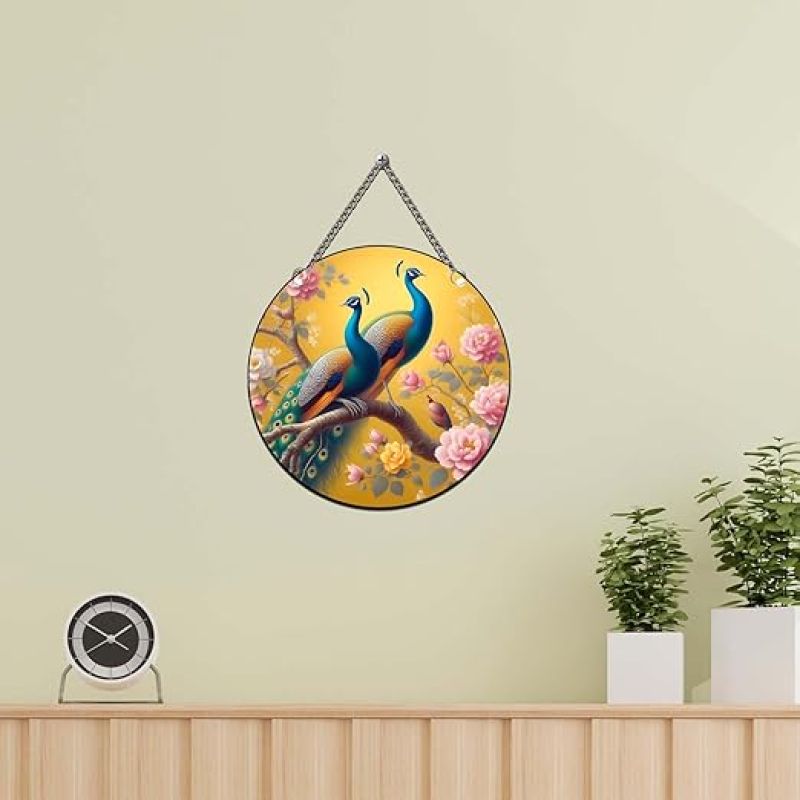 Wooden Peacock Wall Hanging Artwork for Home & Office Decoration Wall Decor Hanging Items Wall Art Best Gift for Festivals Peacock Theme Wall Decor for Room
