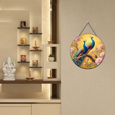 Wooden Peacock Wall Hanging Artwork for Home & Office Decoration Wall Decor Hanging Items Wall Art Best Gift for Festivals Peacock Theme Wall Decor for Room